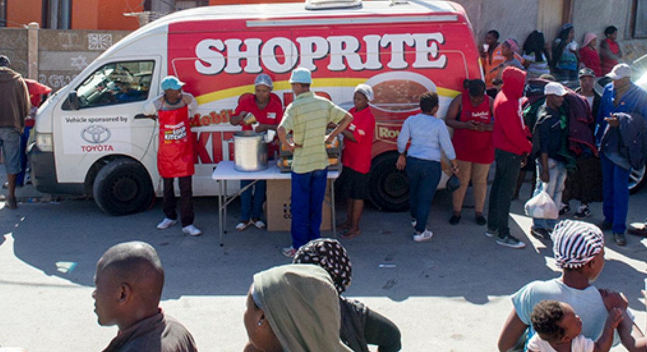 The Shoprite Mobile Soup kitchen feeding a community.
