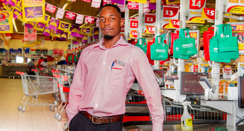 Phenyo Mogale, a Youth Employment Service (YES) employee in a Shoprite store.